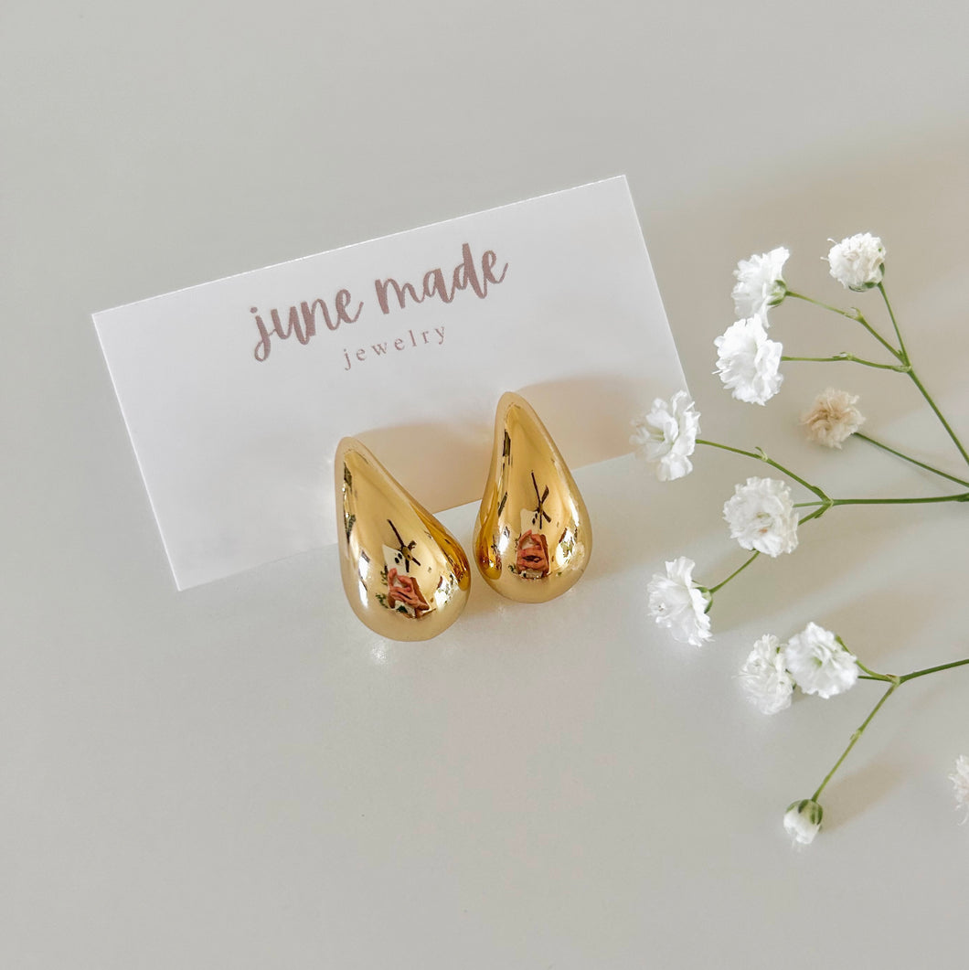 Irene Chunky Teardrop Stud Earrings - Gold