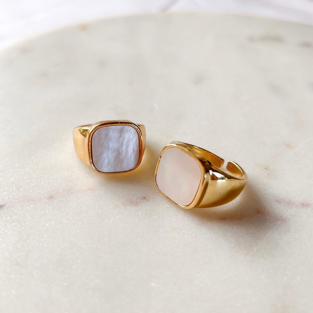 Mother of Pearl Chunky Square Ring