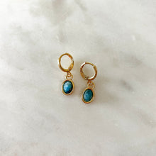 Load image into Gallery viewer, Turquoise Flor Huggie Earrings
