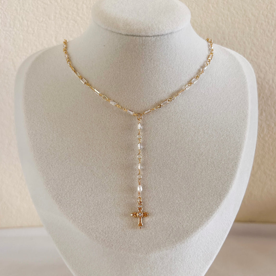 Cecil Cross Lariat Necklace