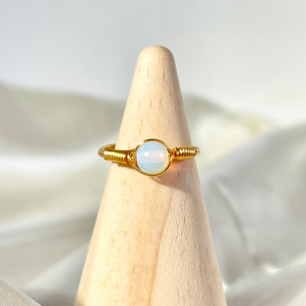 Opalite 6mm Wire Wrapped Ring