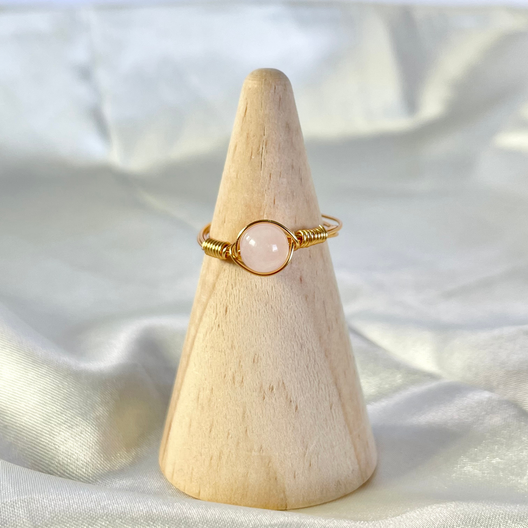 Rose Quartz 6mm Wire Wrapped Ring