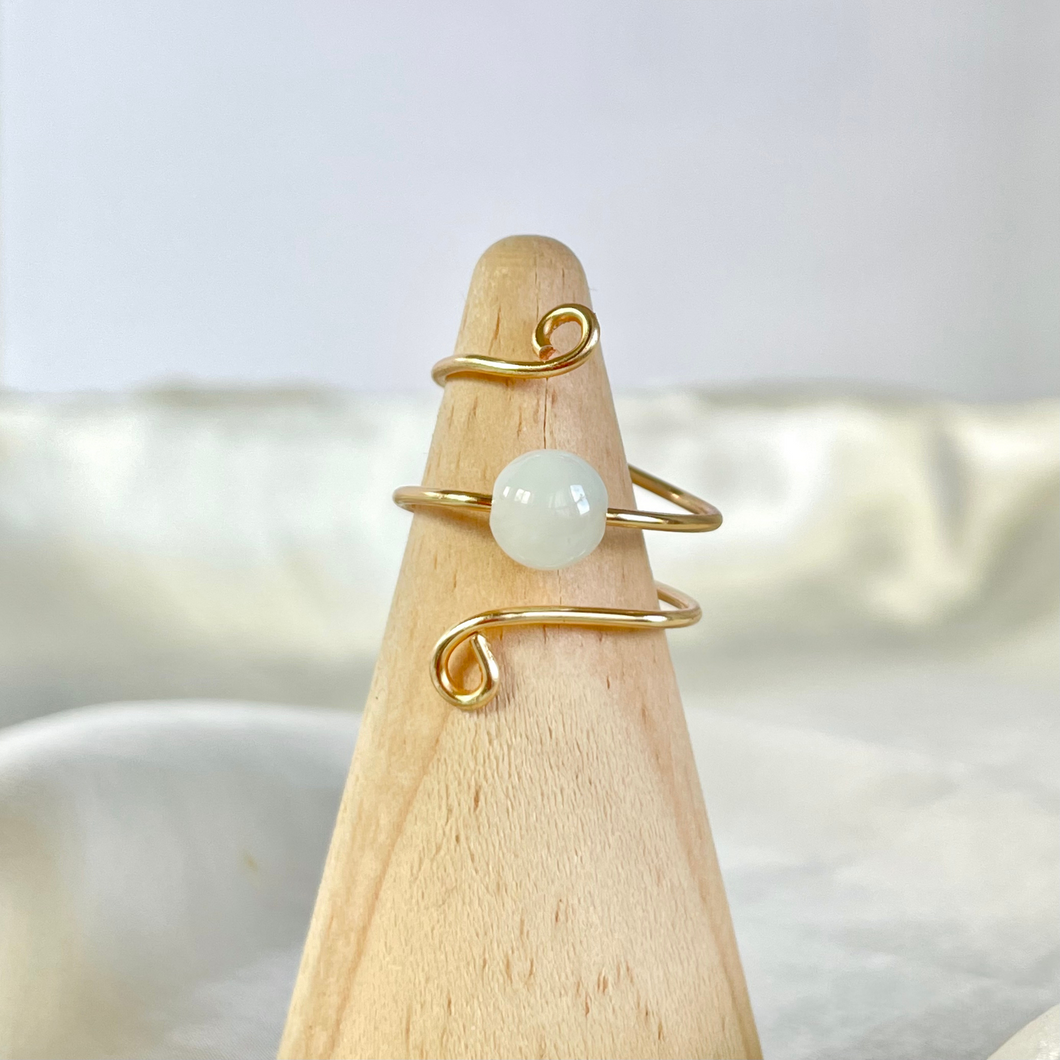 Blue Moonstone Spiral Wire Ring