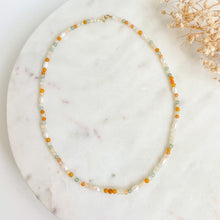 Load image into Gallery viewer, Honey &amp; Green Jade Athens Pearl Beaded Necklace
