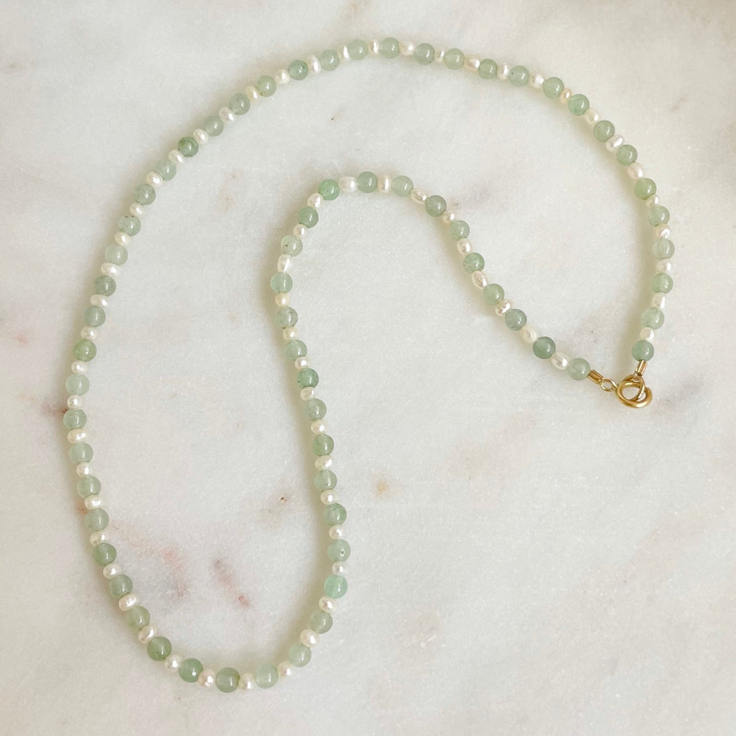 Luna Green Aventurine Pearl Necklace