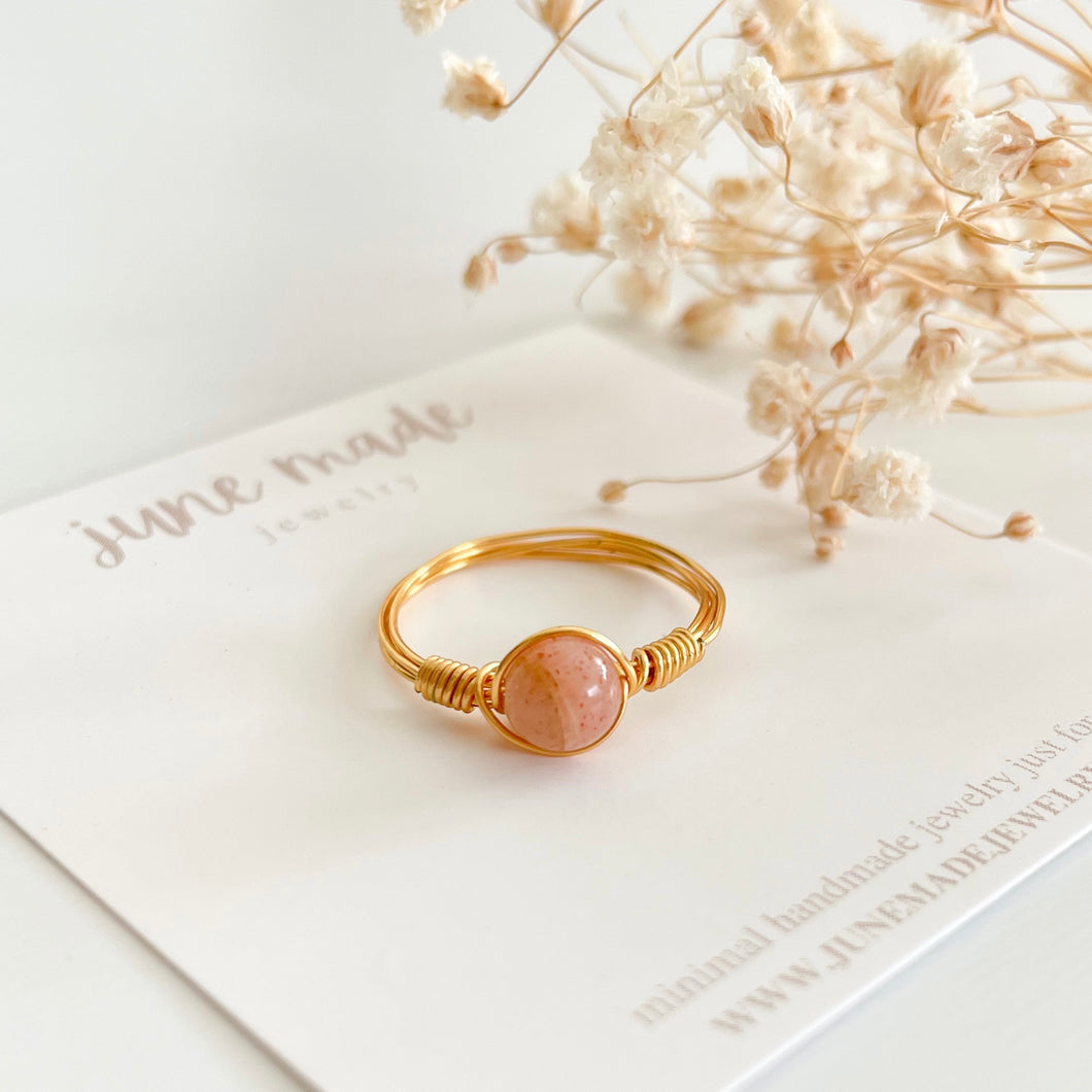 Sunstone 6mm Wire Wrapped Ring