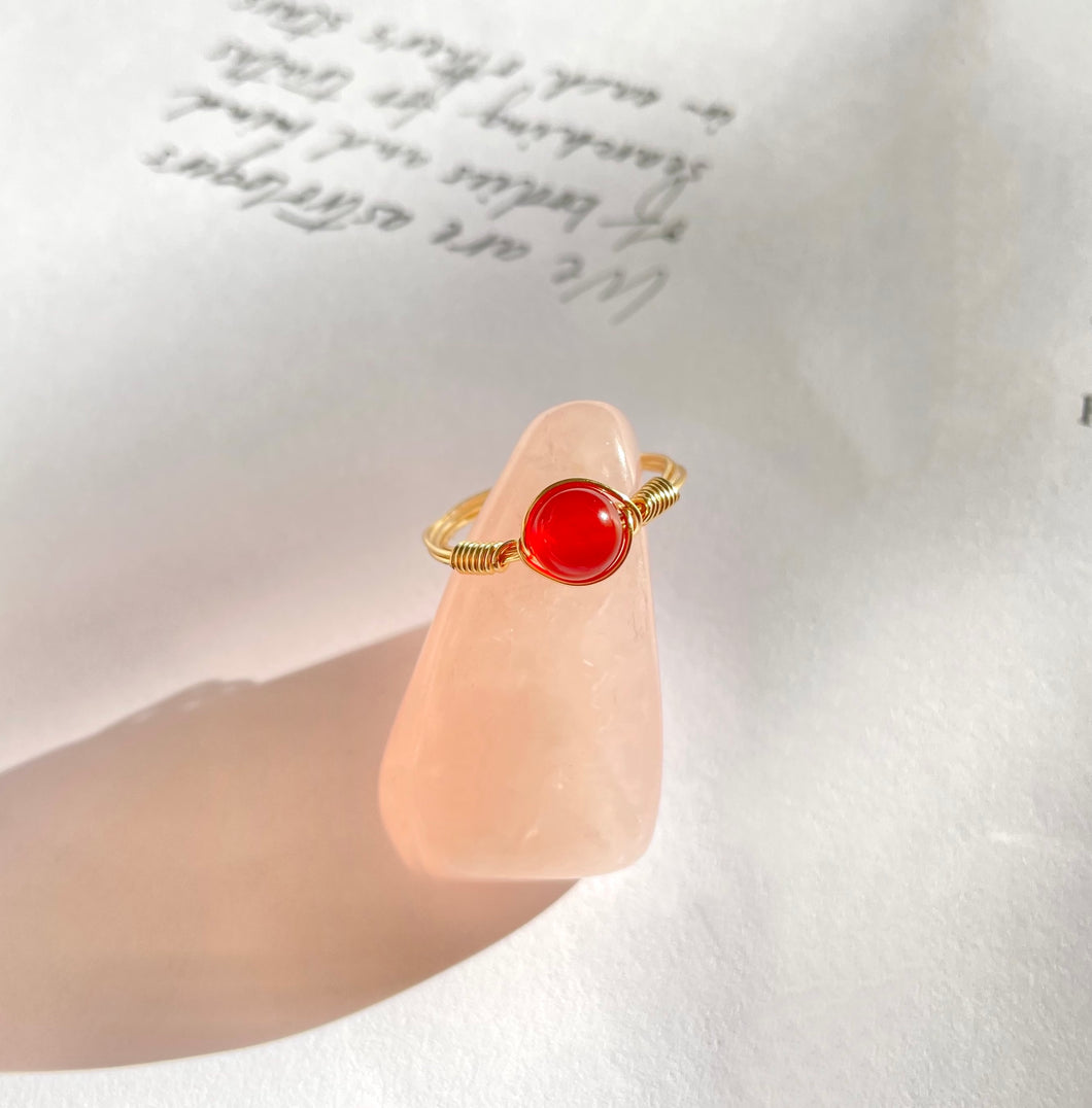 Carnelian 6mm Wire Wrapped Ring