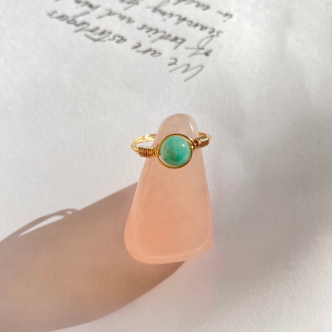 Amazonite 6mm Wire Wrapped Ring