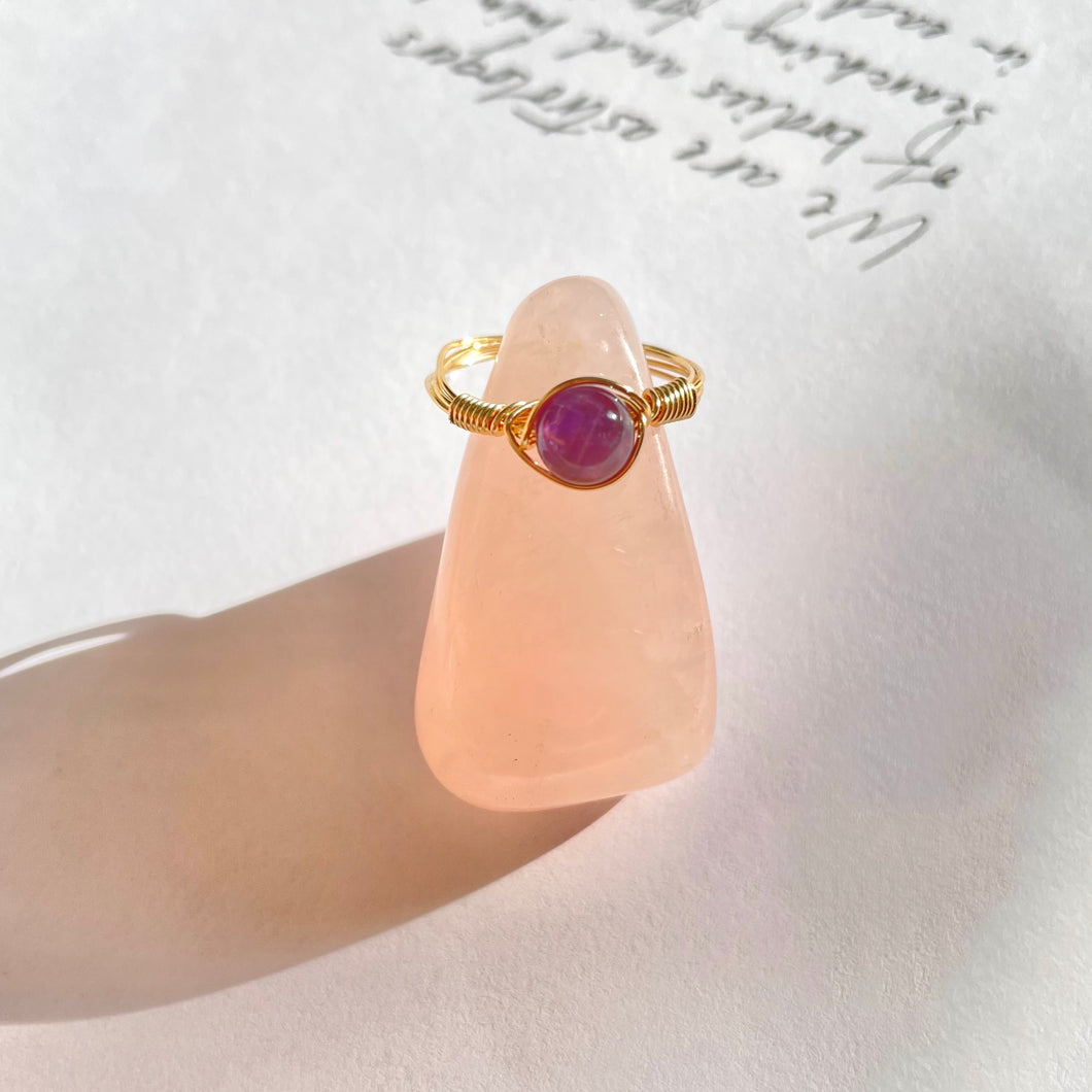 Deep Amethyst 6mm Wire Wrapped Ring