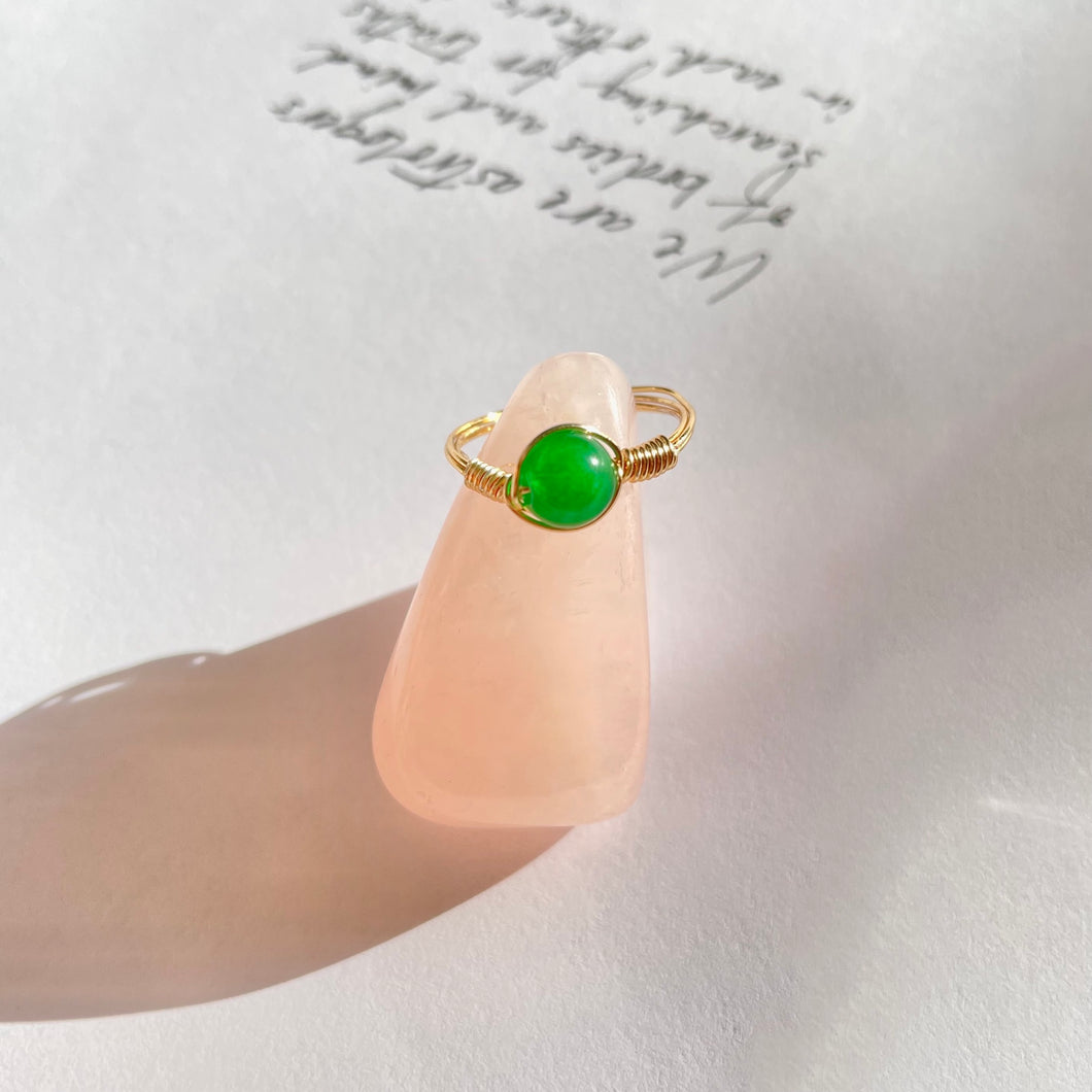 Green Jade 6mm Wire Wrapped Ring