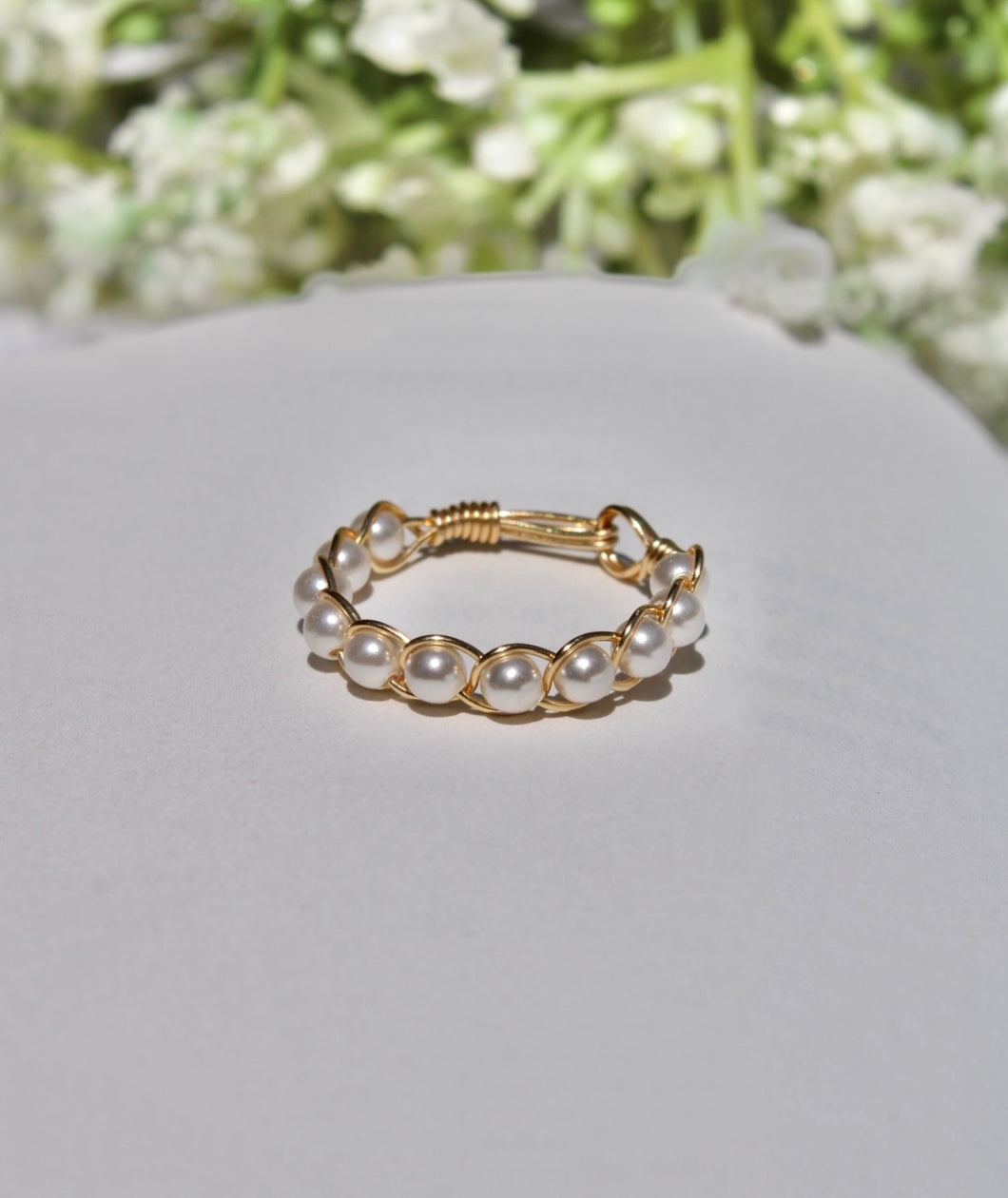 Pearl Braided Wire Ring