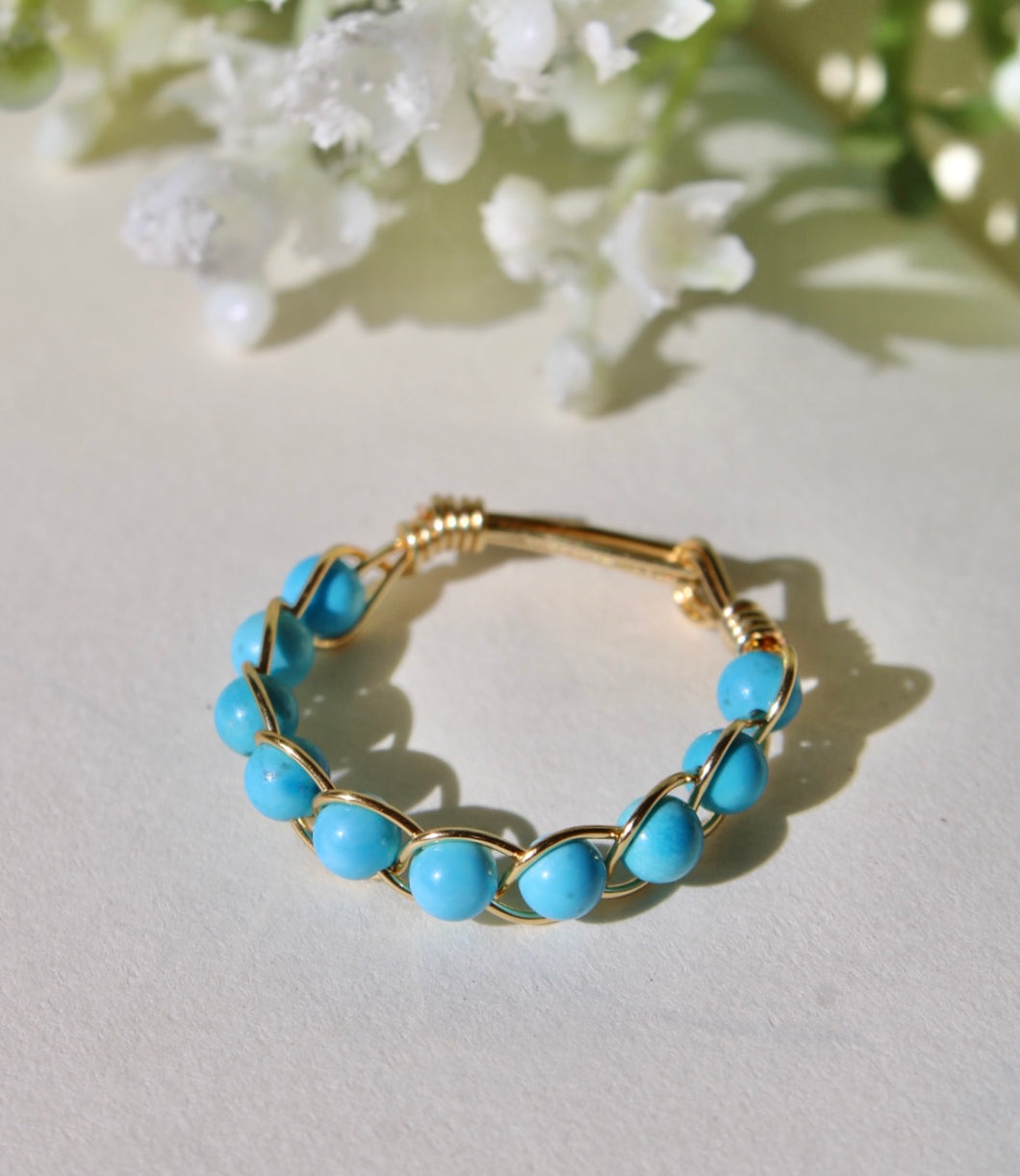 Turquoise Braided Wire Ring